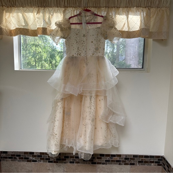 Kids Elegant Cream and Gold Gown with Star Embellishments 8~9T - Picture 2 of 7